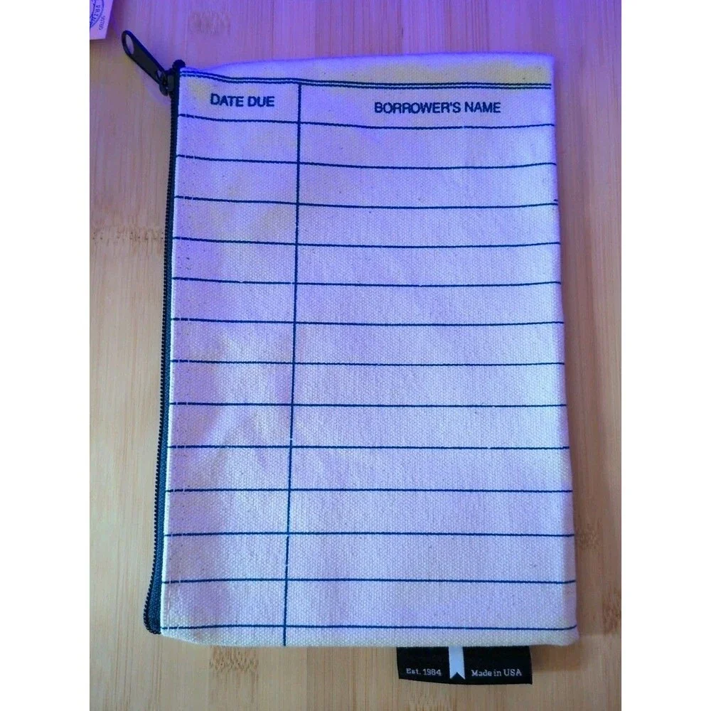 Out Of Print Library Card Pencil Pouch / Makeup Bag Zipper